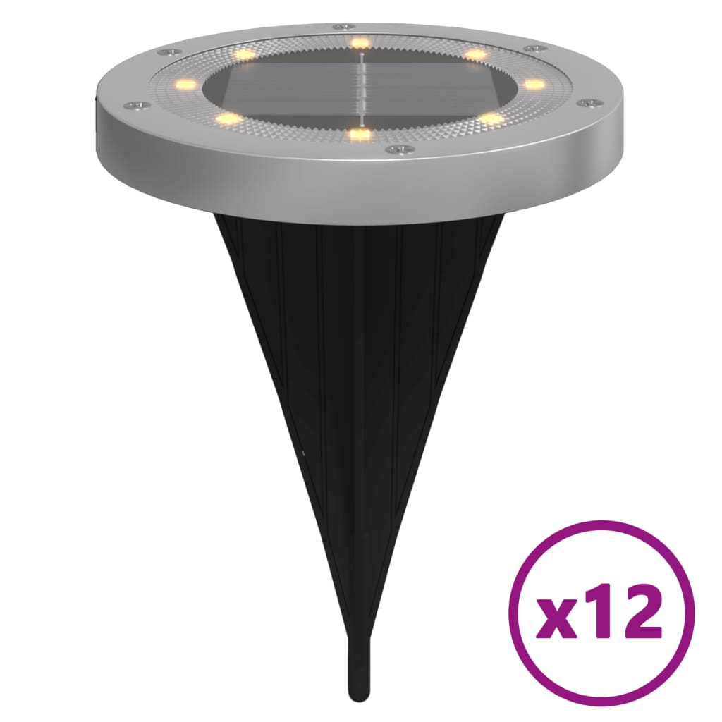vidaXL Solar Ground Lights with Ground Spikes Outdoor 12 pcs Warm White 2