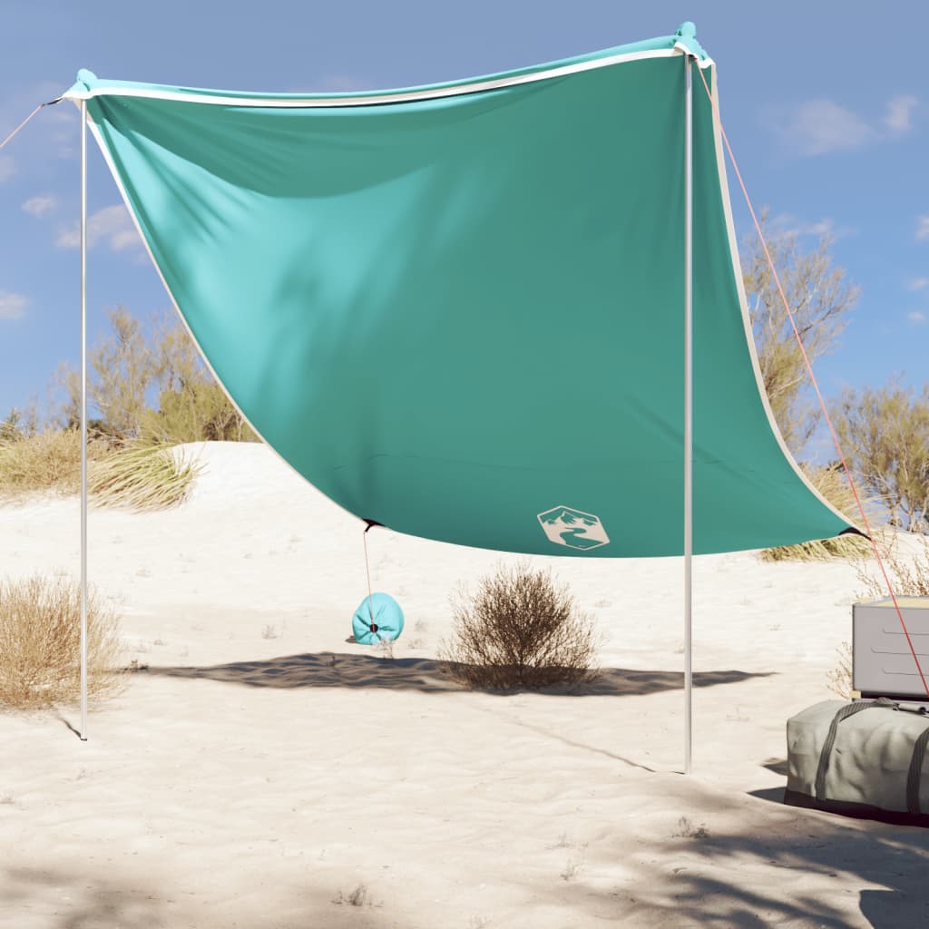 vidaXL Beach Canopy with Sand Anchors Green 214x236 cm 1