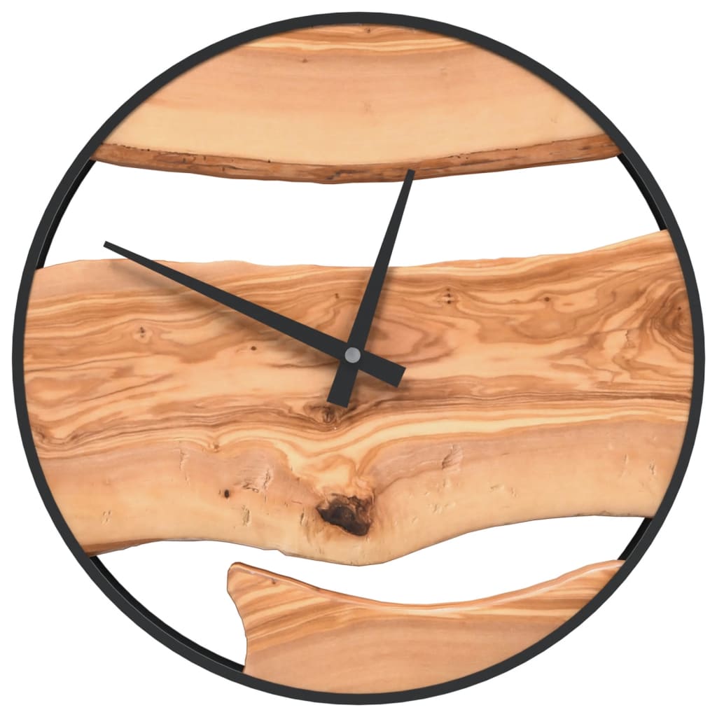 vidaXL Wall Clock Brown Ø35 cm Iron and Olive Wood 2
