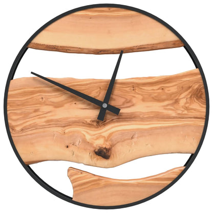 vidaXL Wall Clock Brown Ø35 cm Iron and Olive Wood 2