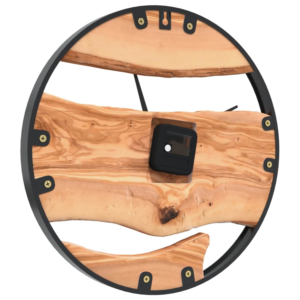 vidaXL Wall Clock Brown Ø35 cm Iron and Olive Wood 5