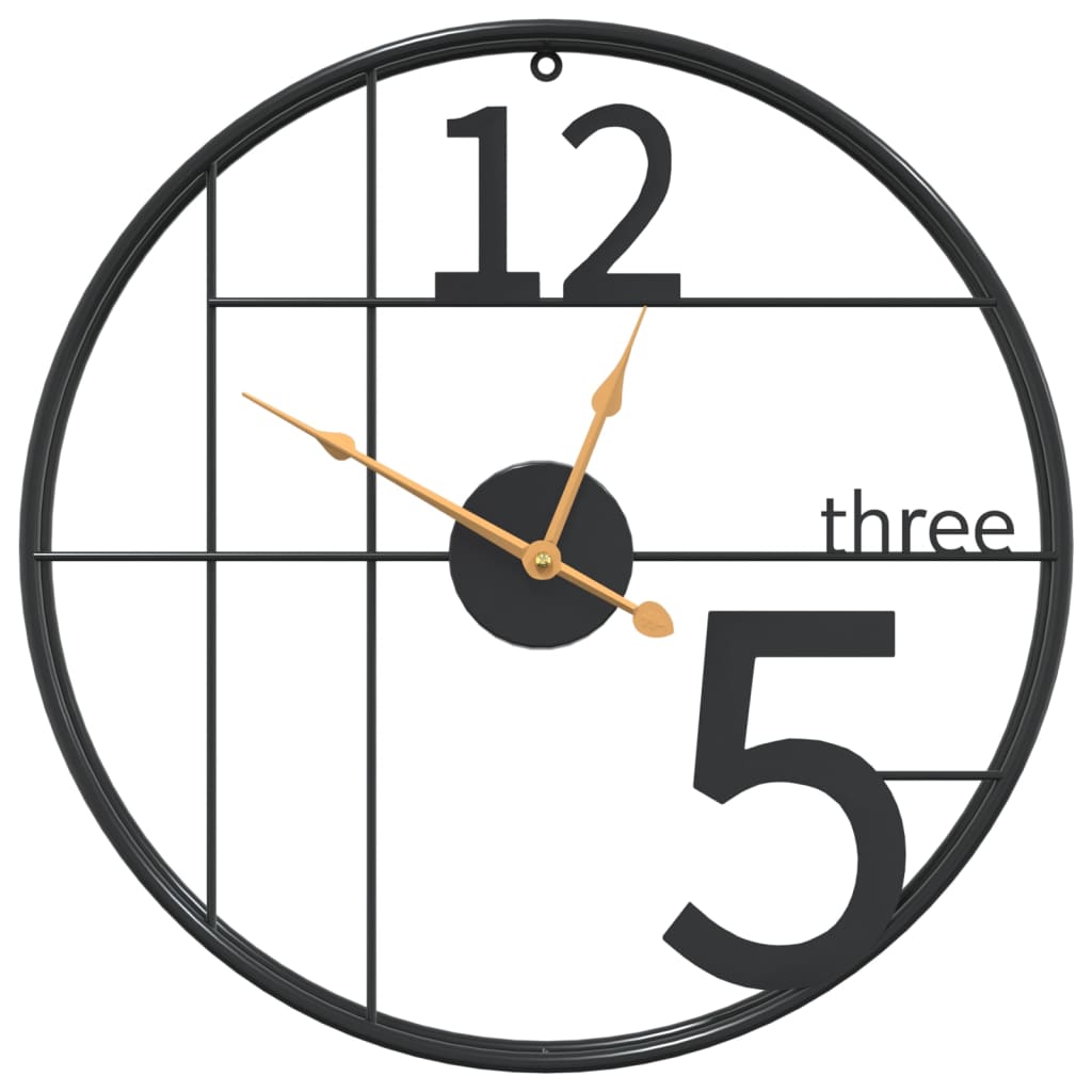 vidaXL Wall Clock Black Ø50 cm Iron 2