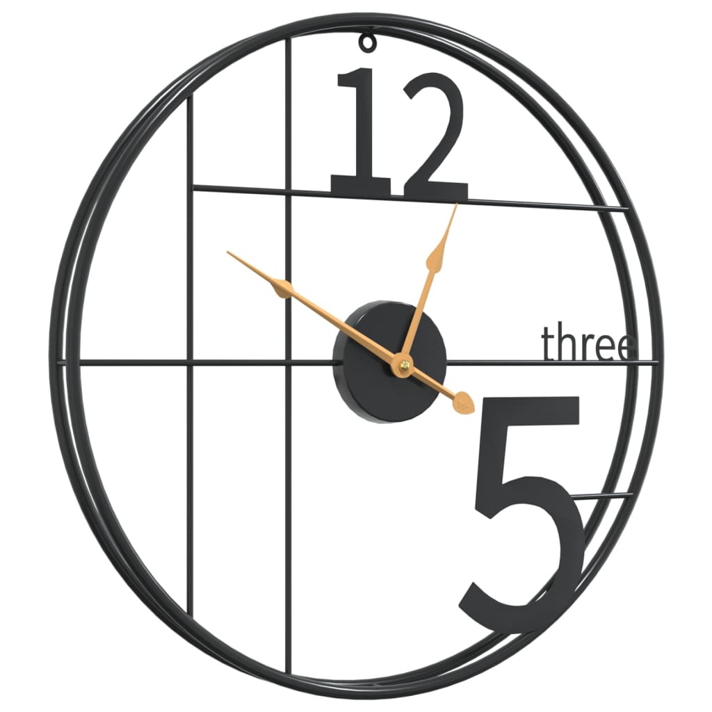 vidaXL Wall Clock Black Ø50 cm Iron 3