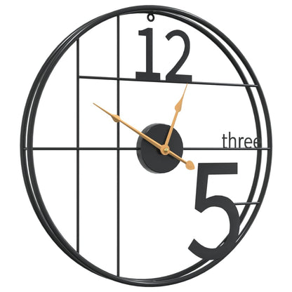 vidaXL Wall Clock Black Ø50 cm Iron 3