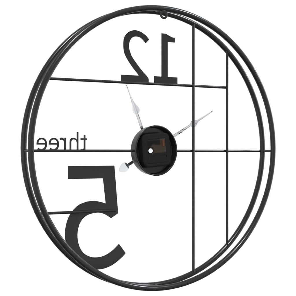 vidaXL Wall Clock Black Ø50 cm Iron 5