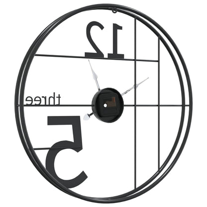vidaXL Wall Clock Black Ø50 cm Iron 5