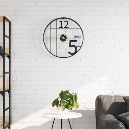 vidaXL Wall Clock Black Ø50 cm Iron 1