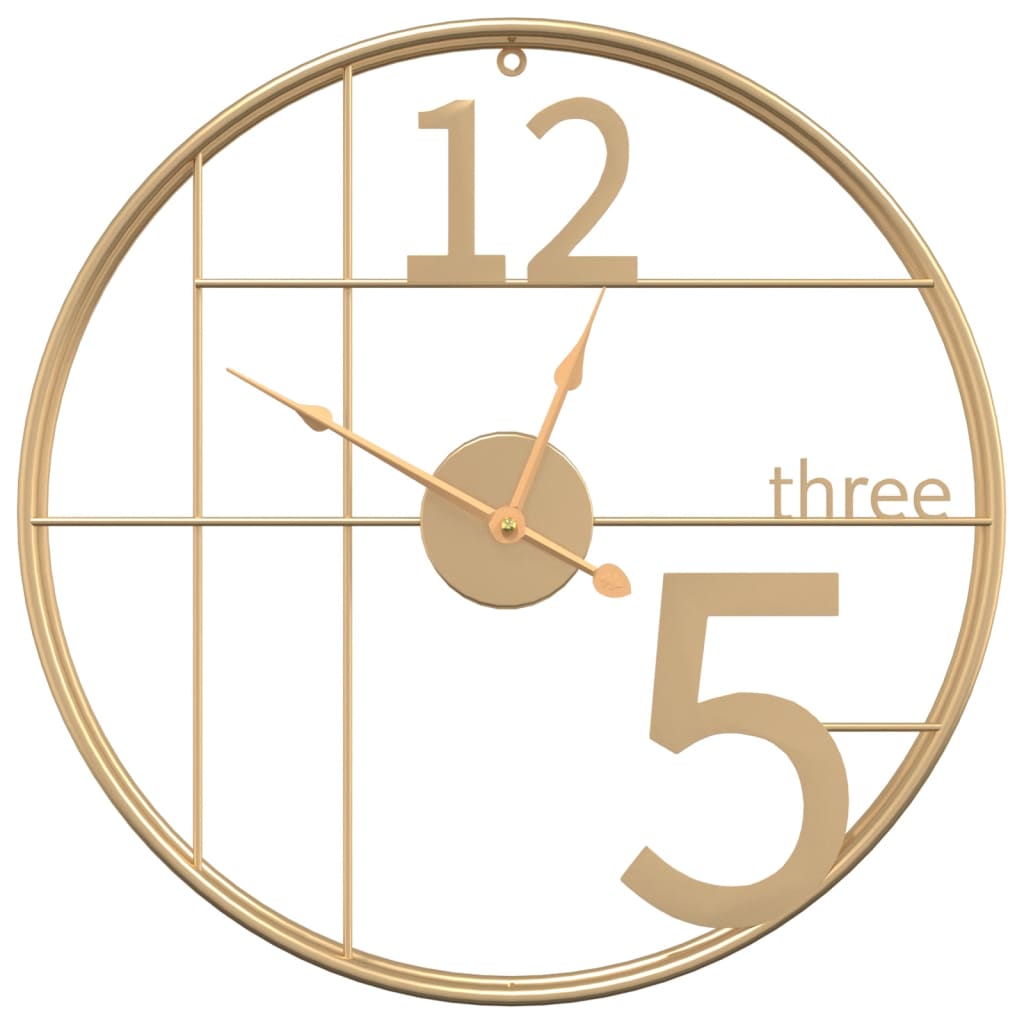 vidaXL Wall Clock Gold Ø50 cm Iron 2