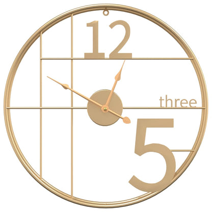 vidaXL Wall Clock Gold Ø50 cm Iron 2