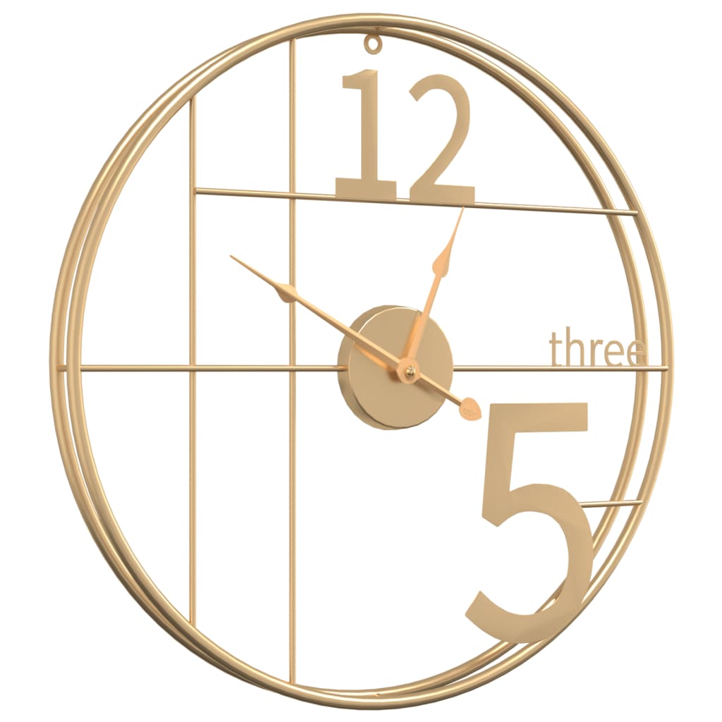 vidaXL Wall Clock Gold Ø50 cm Iron 3