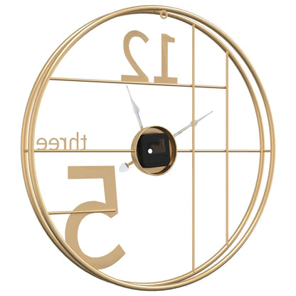 vidaXL Wall Clock Gold Ø50 cm Iron 5
