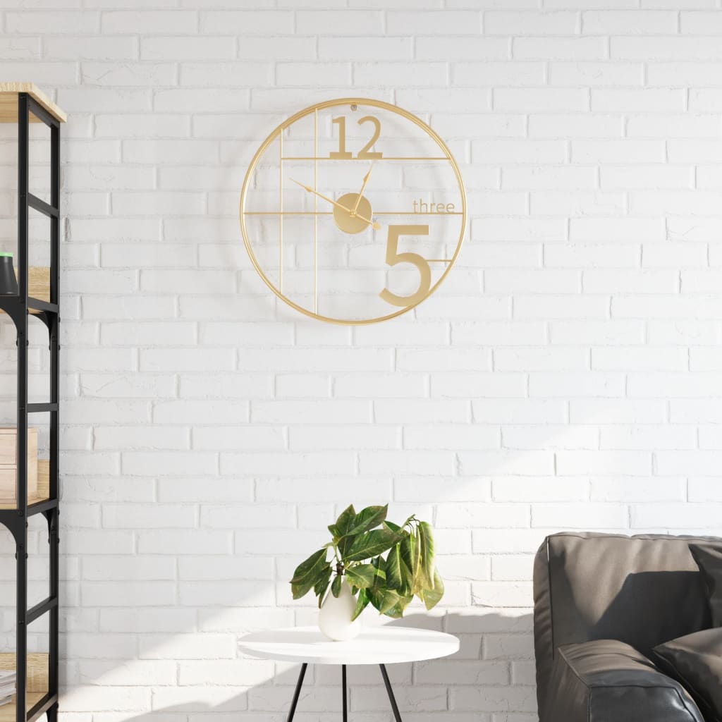 vidaXL Wall Clock Gold Ø50 cm Iron 1