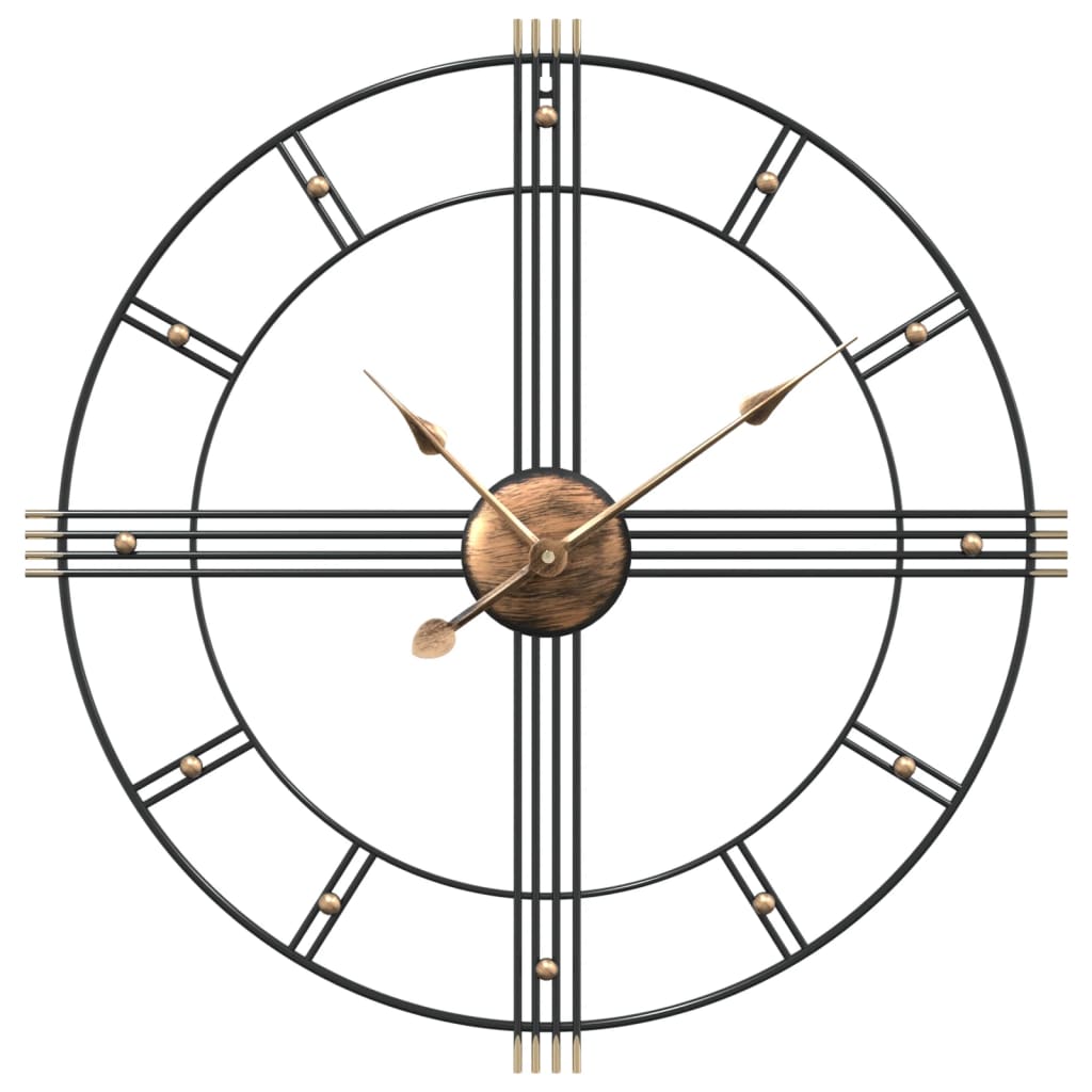 vidaXL Wall Clock Black Ø60 cm Iron 2