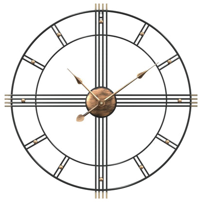 vidaXL Wall Clock Black Ø60 cm Iron 2