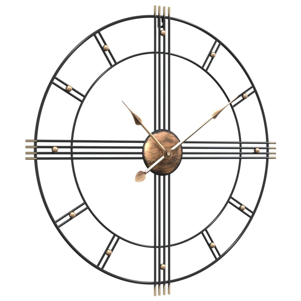 vidaXL Wall Clock Black Ø60 cm Iron 3