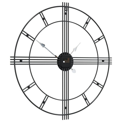 vidaXL Wall Clock Black Ø60 cm Iron 5