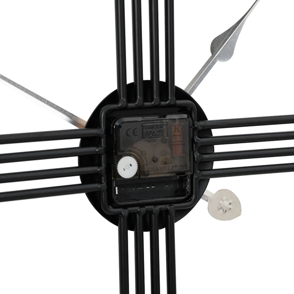 vidaXL Wall Clock Black Ø60 cm Iron 6