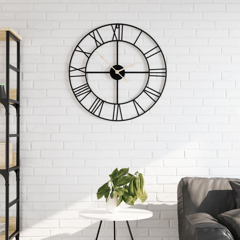 Wall Clock Metal Black 50 cm
