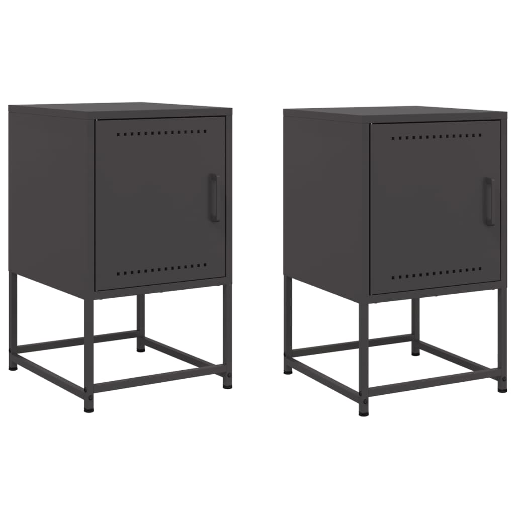 vidaXL Bedside Cabinets 2 pcs Black 36x39x60.5 cm Steel 2