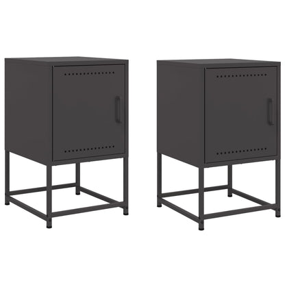 vidaXL Bedside Cabinets 2 pcs Black 36x39x60.5 cm Steel 2