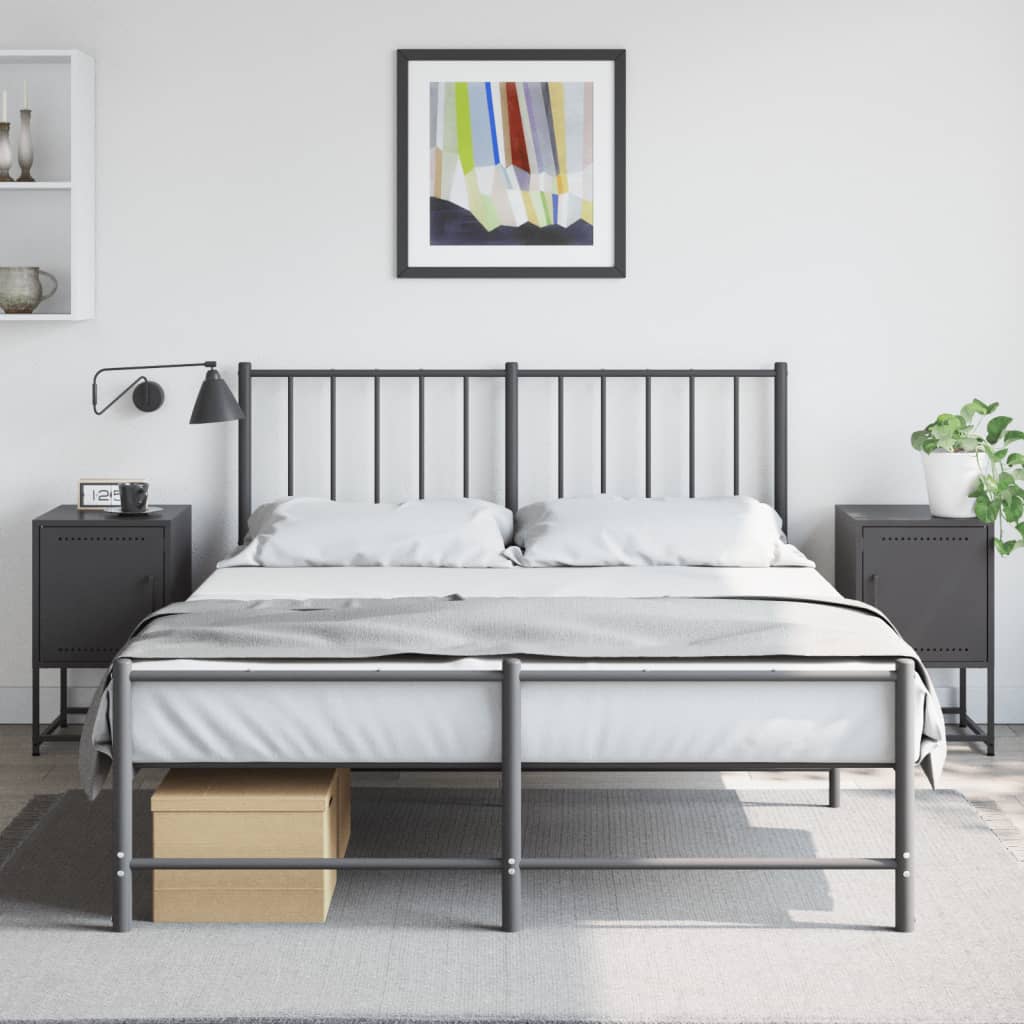 vidaXL Bedside Cabinets 2 pcs Black 36x39x60.5 cm Steel 3