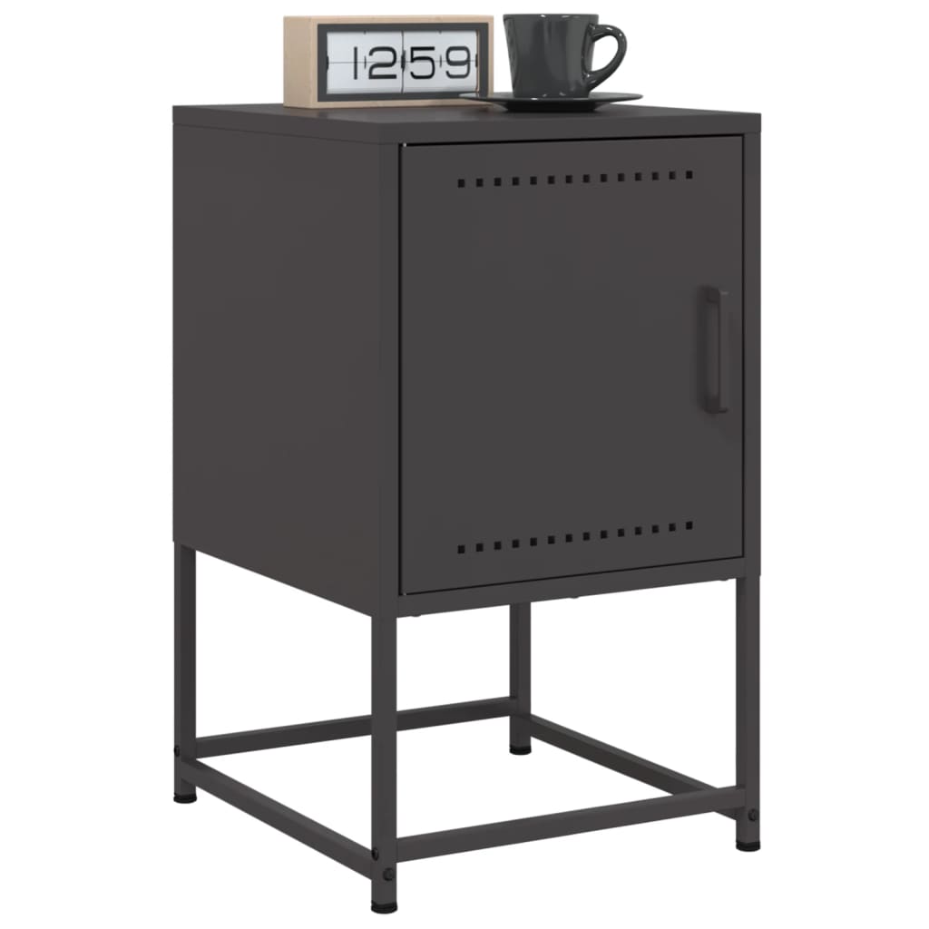 vidaXL Bedside Cabinets 2 pcs Black 36x39x60.5 cm Steel 1