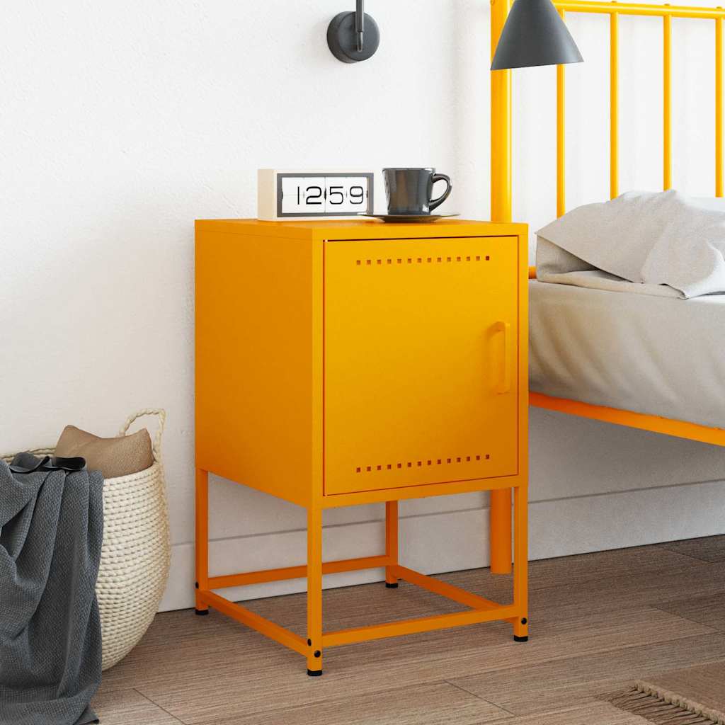 vidaXL Bedside Cabinet Mustard Yellow 36x39x60.5 cm Steel 3