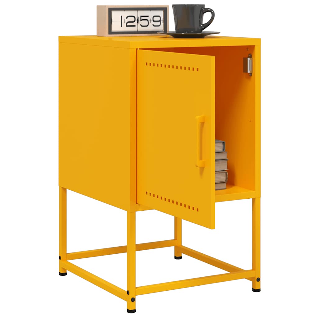 vidaXL Bedside Cabinet Mustard Yellow 36x39x60.5 cm Steel 4