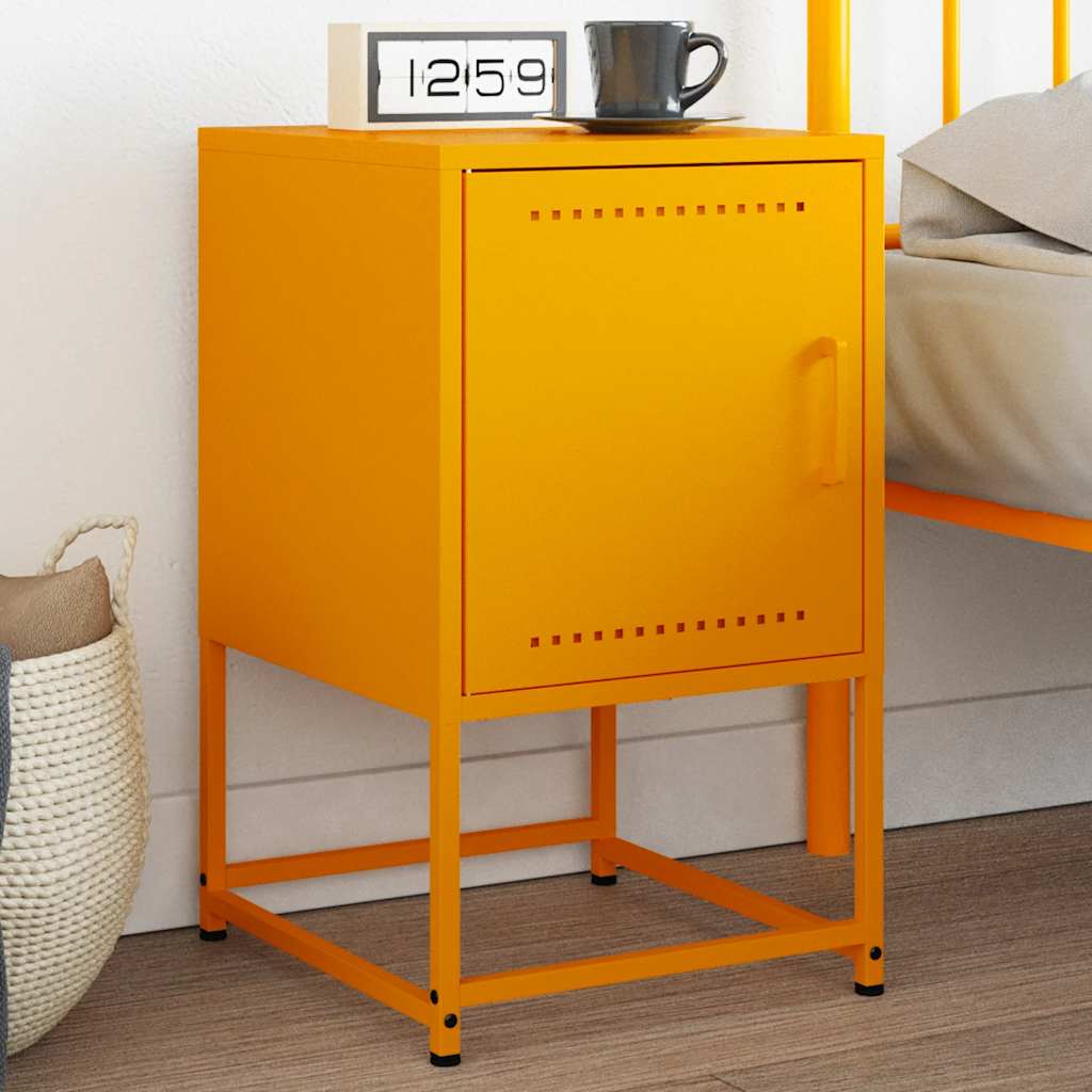 vidaXL Bedside Cabinet Mustard Yellow 36x39x60.5 cm Steel 1