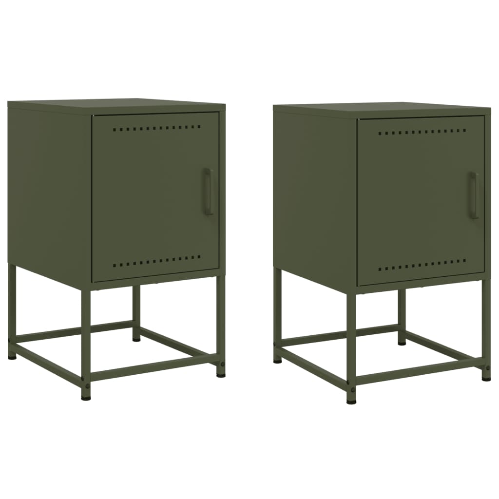 vidaXL Bedside Cabinets 2 pcs Olive Green 36x39x60.5 cm Steel 2