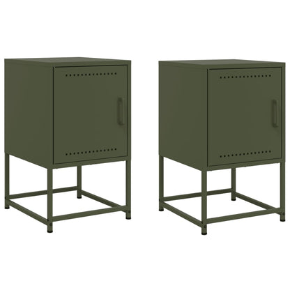 vidaXL Bedside Cabinets 2 pcs Olive Green 36x39x60.5 cm Steel 2