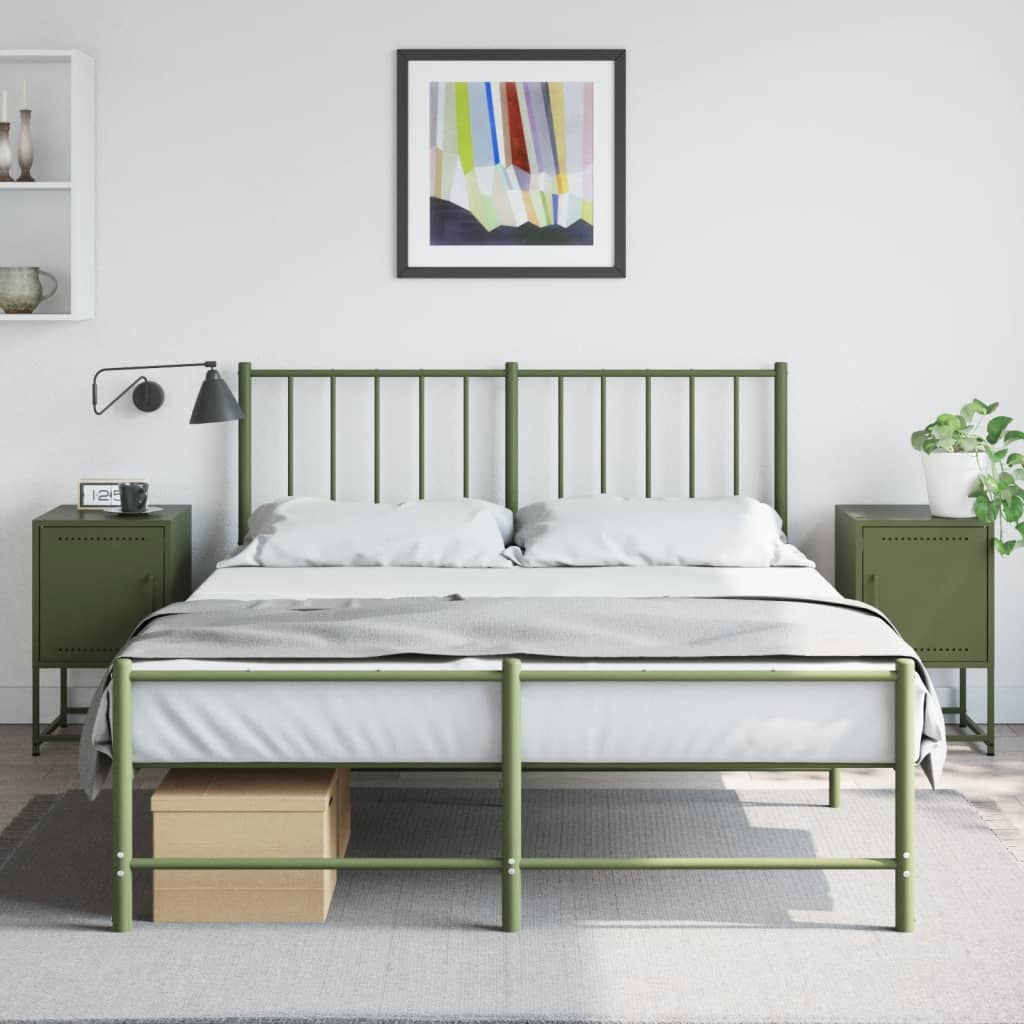 vidaXL Bedside Cabinets 2 pcs Olive Green 36x39x60.5 cm Steel 3