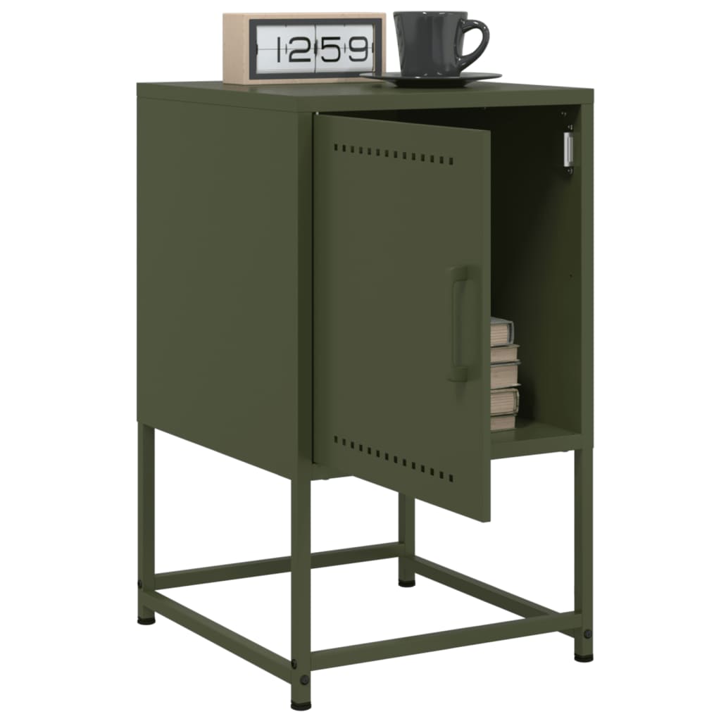 vidaXL Bedside Cabinets 2 pcs Olive Green 36x39x60.5 cm Steel 4