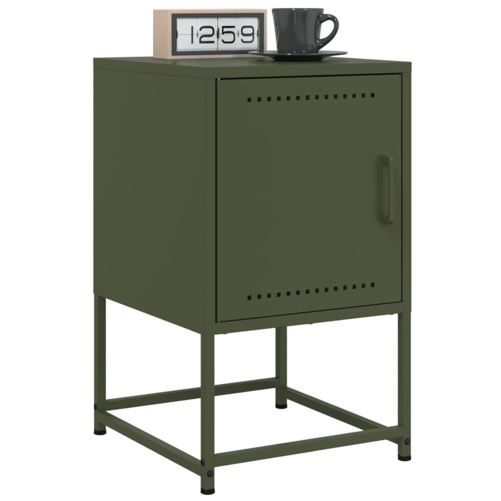 vidaXL Bedside Cabinets 2 pcs Olive Green 36x39x60.5 cm Steel 1