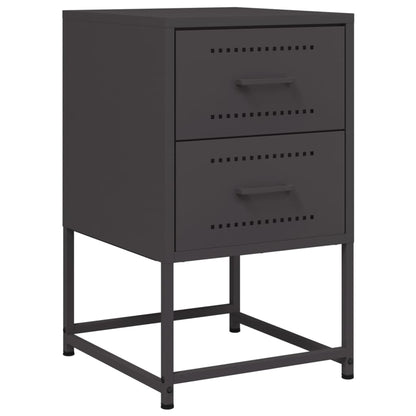 vidaXL Bedside Cabinet Black 36x39x60.5 cm Steel 2