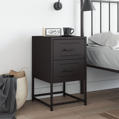 vidaXL Bedside Cabinet Black 36x39x60.5 cm Steel 3