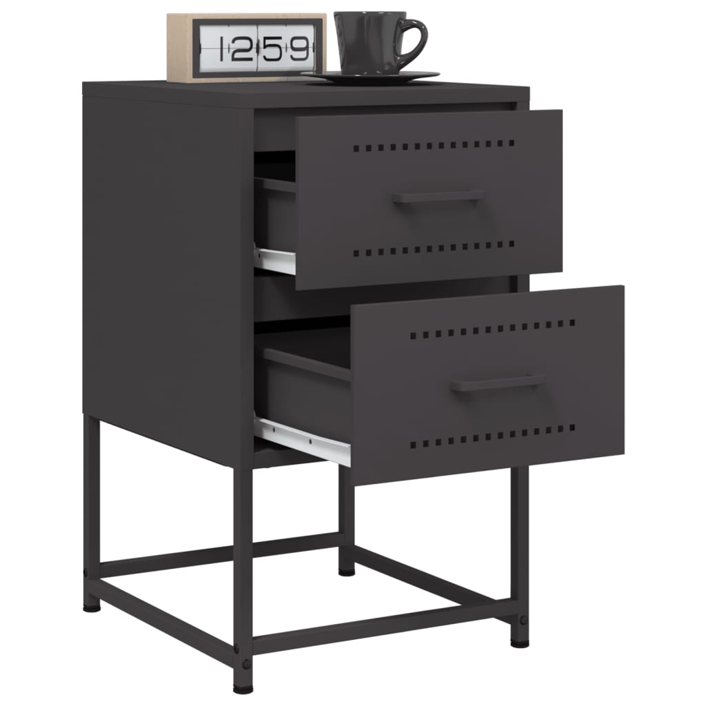 vidaXL Bedside Cabinet Black 36x39x60.5 cm Steel 4