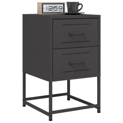 vidaXL Bedside Cabinet Black 36x39x60.5 cm Steel 5