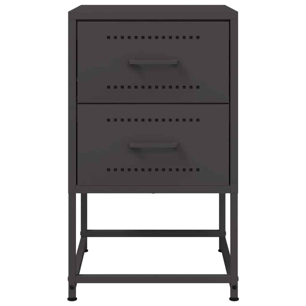 vidaXL Bedside Cabinet Black 36x39x60.5 cm Steel 6