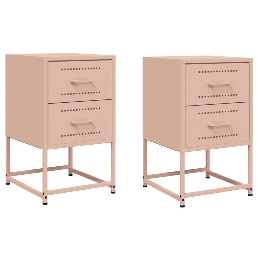 vidaXL Bedside Cabinets 2 pcs Pink 36x39x60.5 cm Steel 2