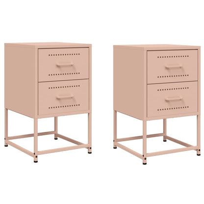 vidaXL Bedside Cabinets 2 pcs Pink 36x39x60.5 cm Steel 2