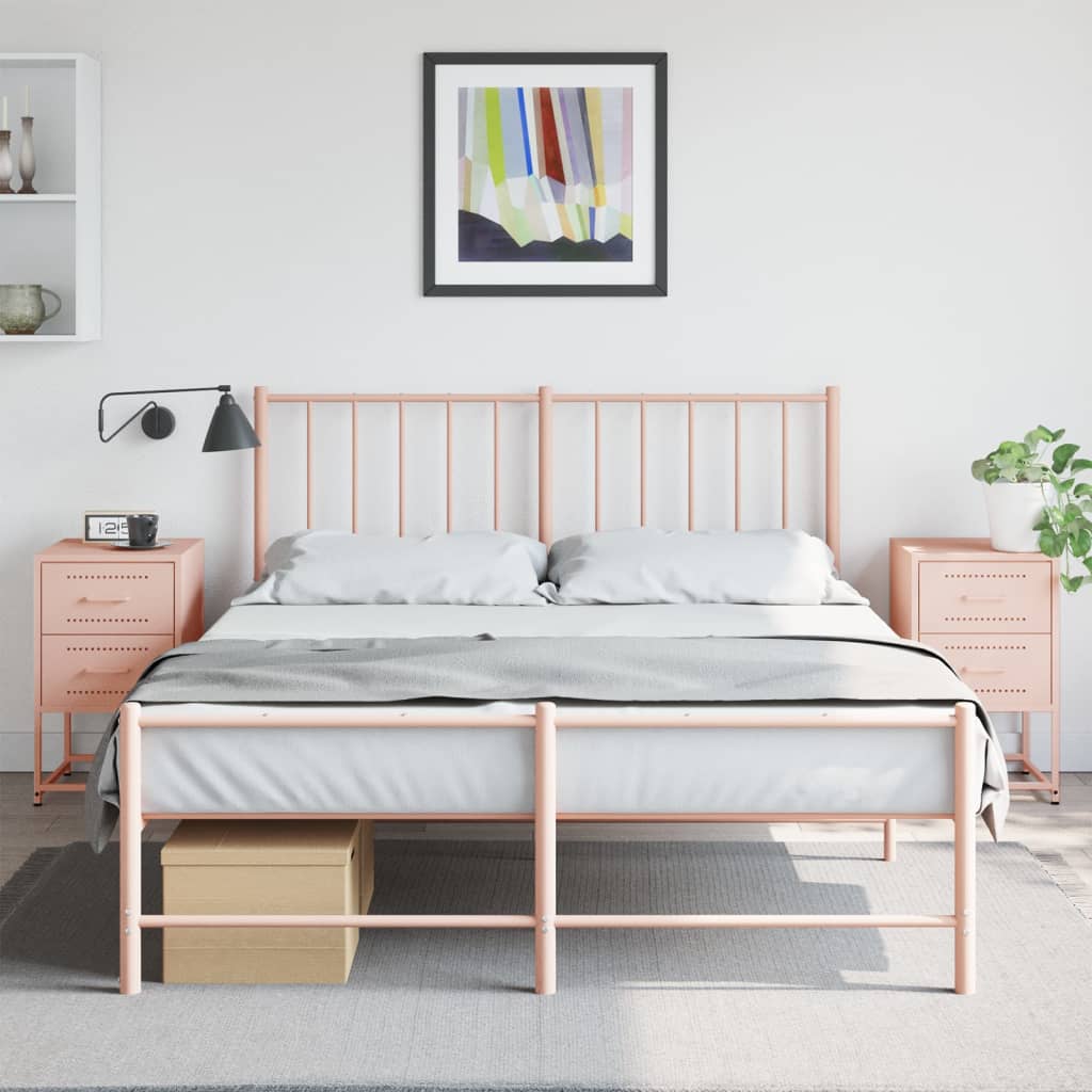 vidaXL Bedside Cabinets 2 pcs Pink 36x39x60.5 cm Steel 3