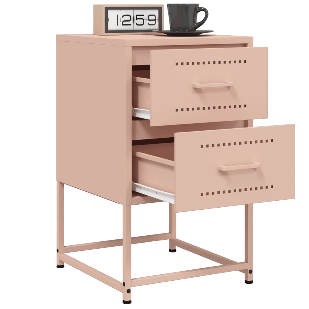 vidaXL Bedside Cabinets 2 pcs Pink 36x39x60.5 cm Steel 4