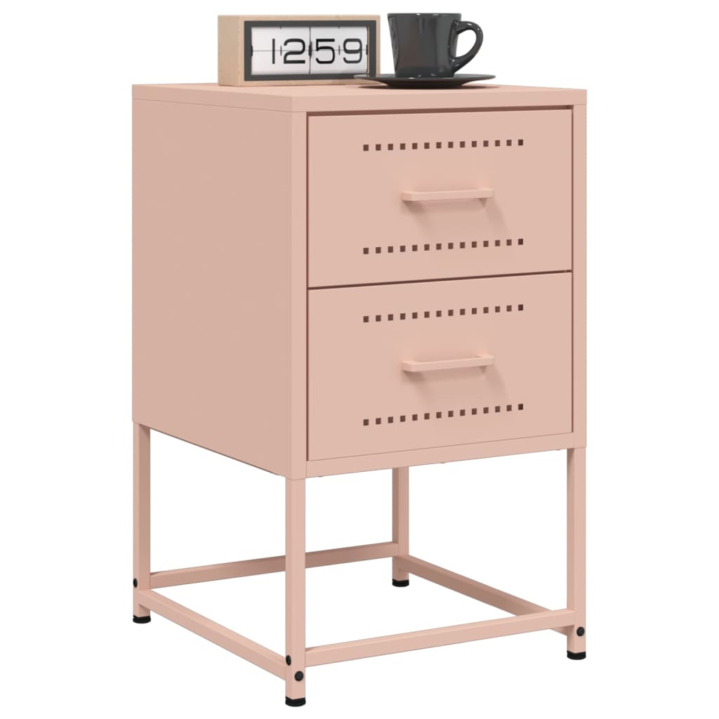 vidaXL Bedside Cabinets 2 pcs Pink 36x39x60.5 cm Steel 1