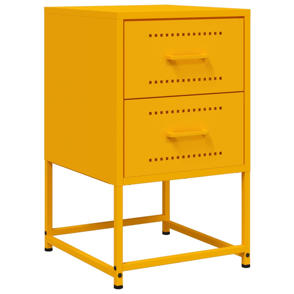 vidaXL Bedside Cabinet Mustard Yellow 36x39x60.5 cm Steel 2
