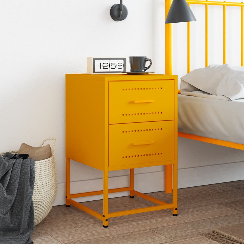 vidaXL Bedside Cabinet Mustard Yellow 36x39x60.5 cm Steel 3