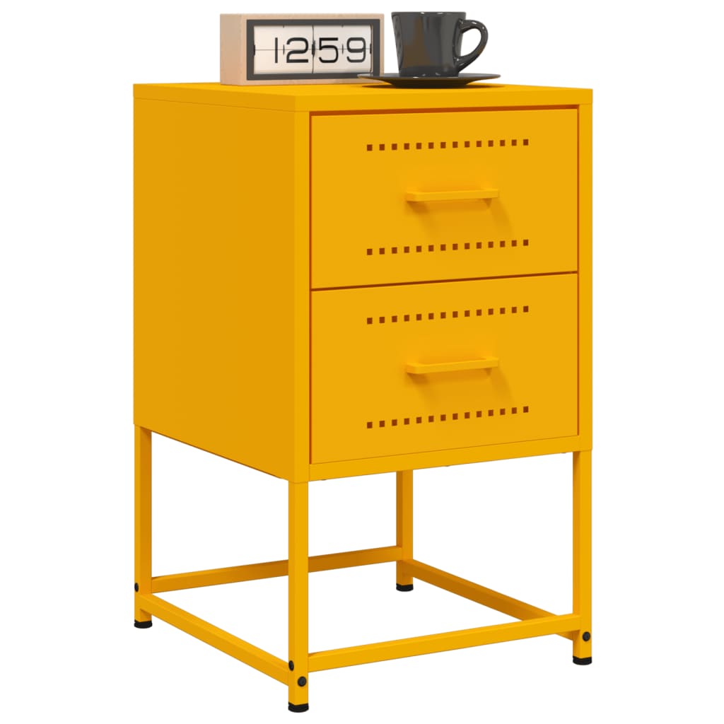 vidaXL Bedside Cabinet Mustard Yellow 36x39x60.5 cm Steel 4
