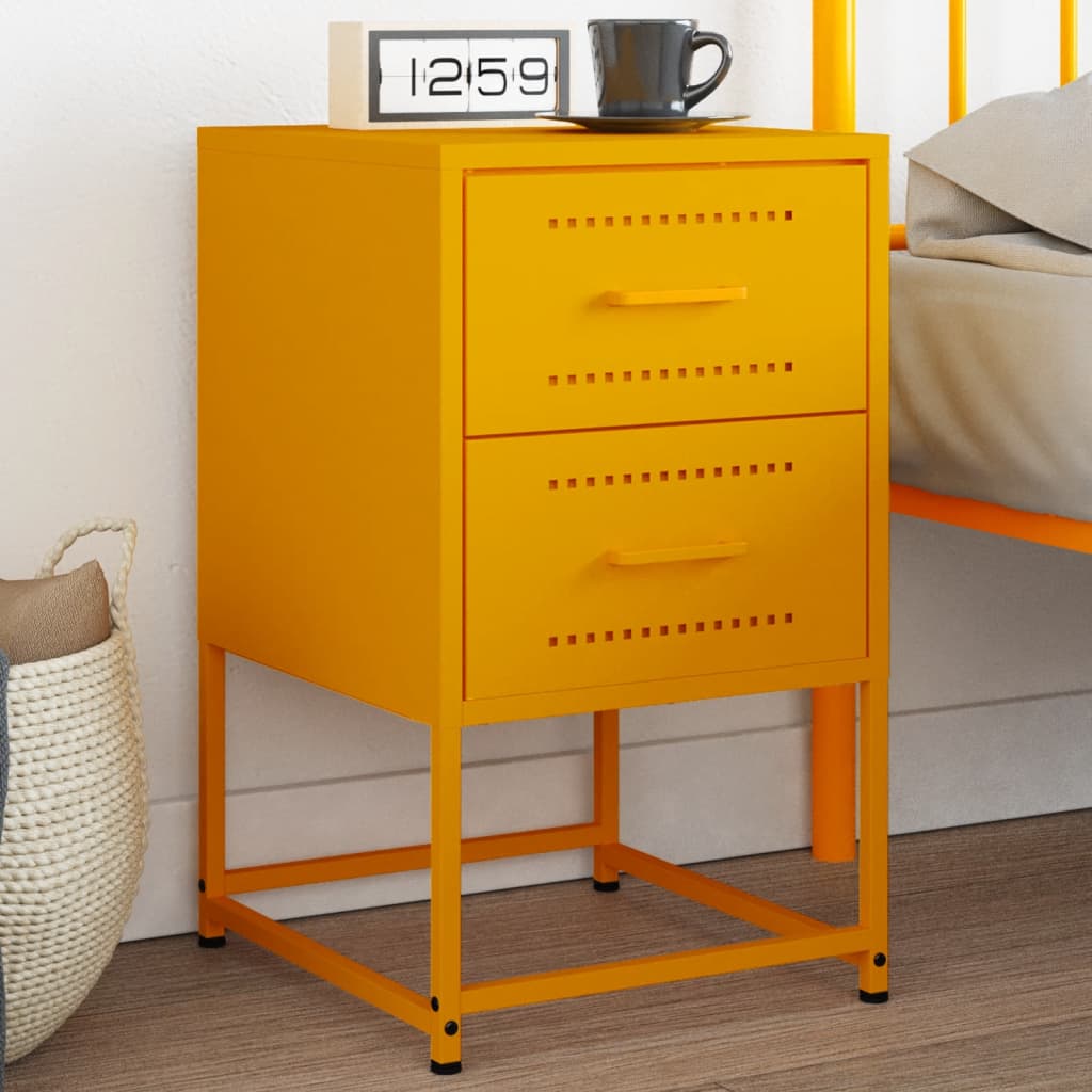 vidaXL Bedside Cabinet Mustard Yellow 36x39x60.5 cm Steel 1