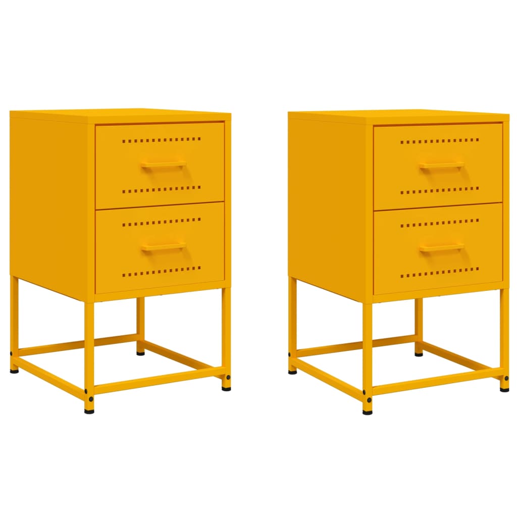 vidaXL Bedside Cabinets 2 pcs Mustard Yellow 36x39x60.5 cm Steel 2