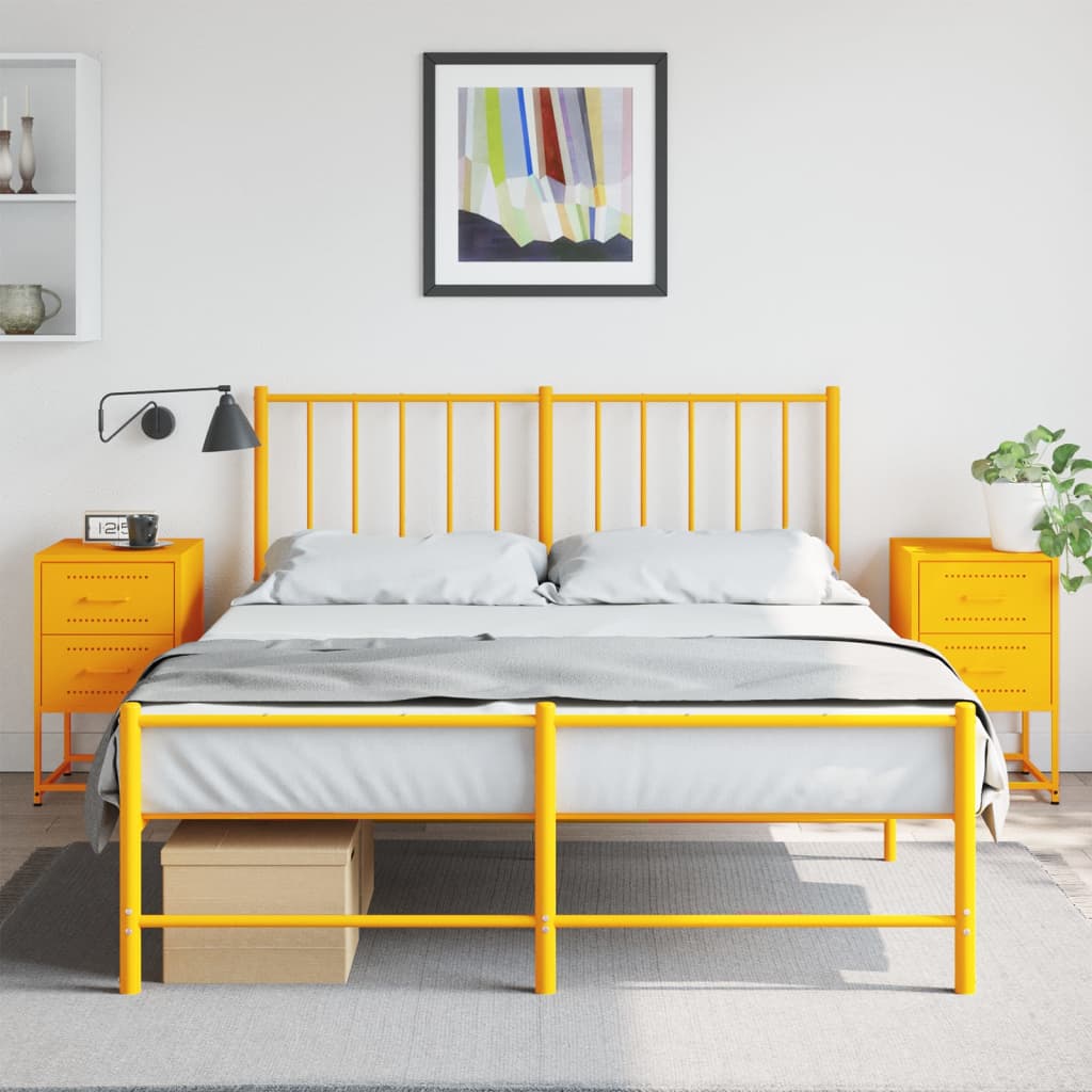 vidaXL Bedside Cabinets 2 pcs Mustard Yellow 36x39x60.5 cm Steel 3